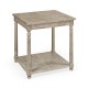 Rustic Grey Parquet Square Lamp Table with Contrast Inlay