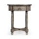 Antique dark grey parquet round side table with contrast inlay