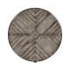 Antique dark grey parquet round side table with contrast inlay
