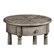 Antique dark grey parquet round side table with contrast inlay