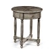 Antique dark grey parquet round side table with contrast inlay