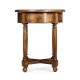 Country walnut parquet round side table with contrast inlay