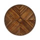 Country walnut parquet round side table with contrast inlay