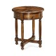 Country walnut parquet round side table with contrast inlay