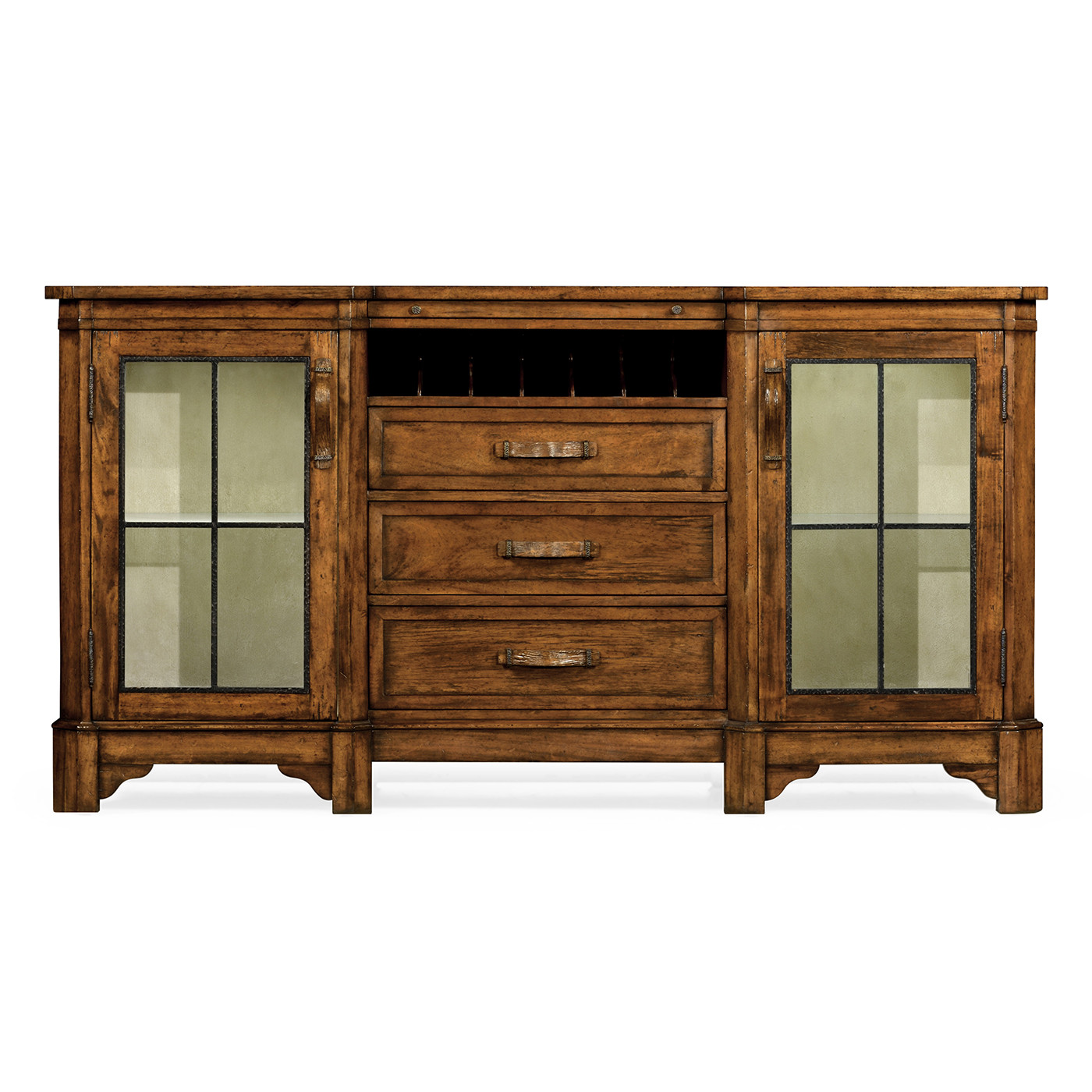 Plank Country Walnut Low Cabinet & Wine Rack with Strap Handles