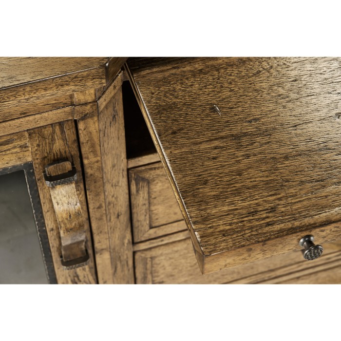 Plank Medium Driftwood Low Cabinet & Wine Rack with Strap Handles