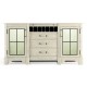 Plank Whitewash Driftwood Low Cabinet & Wine Rack with Strap Handles