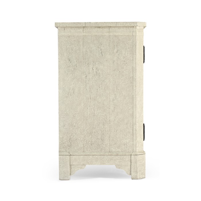 Plank Whitewash Driftwood Low Cabinet & Wine Rack with Strap Handles
