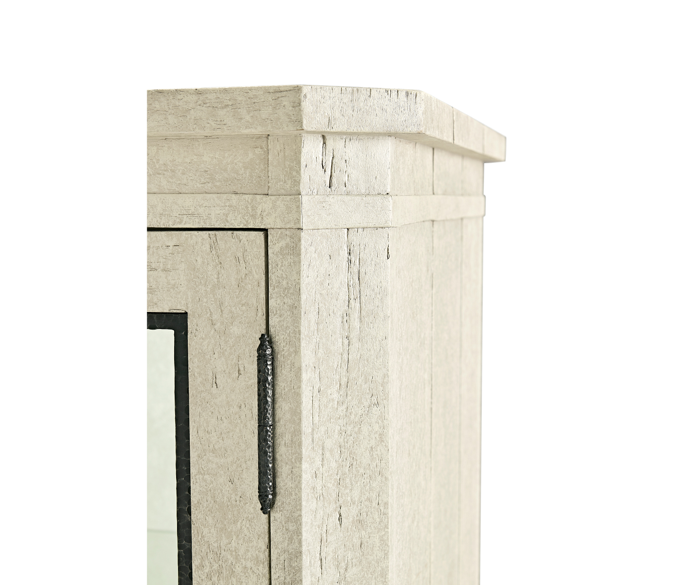 Plank Whitewash Driftwood Low Cabinet & Wine Rack with Strap Handles