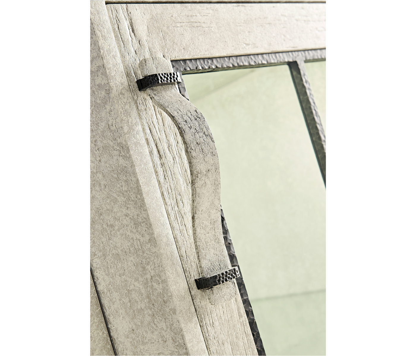 Plank Whitewash Driftwood Low Cabinet & Wine Rack with Strap Handles