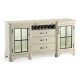 Plank Whitewash Driftwood Low Cabinet & Wine Rack with Strap Handles
