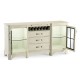 Plank Whitewash Driftwood Low Cabinet & Wine Rack with Strap Handles
