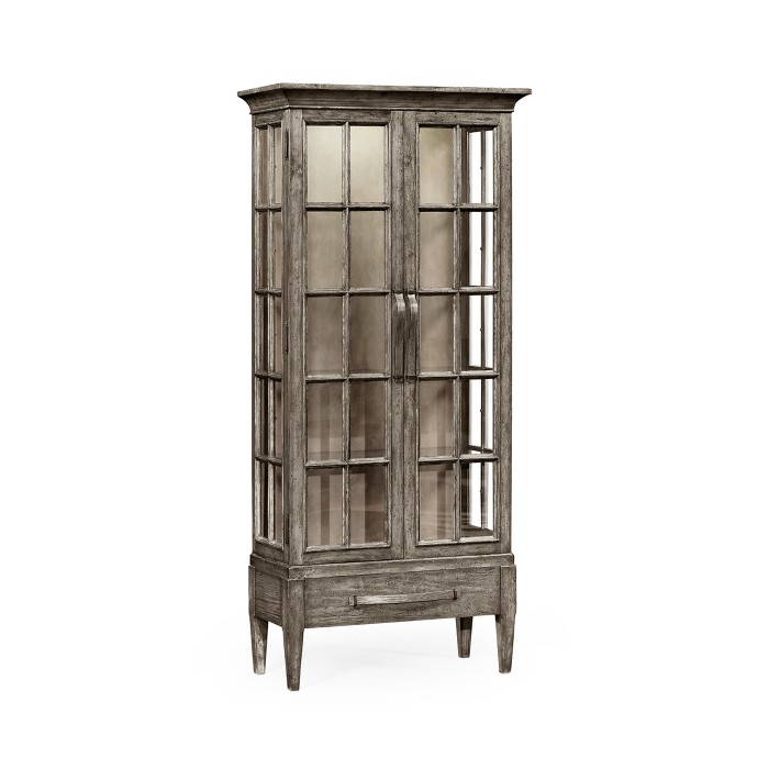 Casual Plank Dark Grey Tall Glazed Cabinet