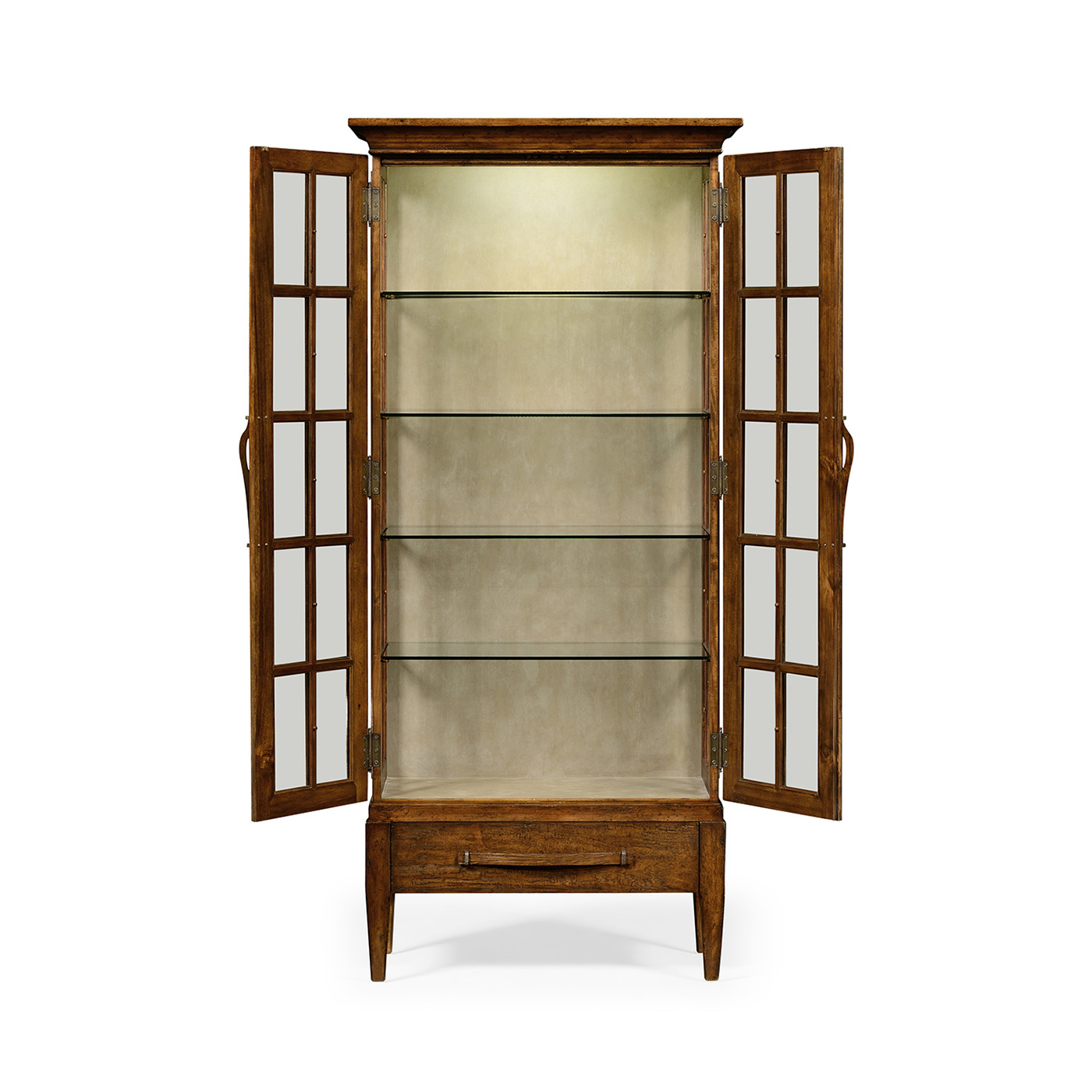 Casual Plank Walnut Tall Glazed Cabinet