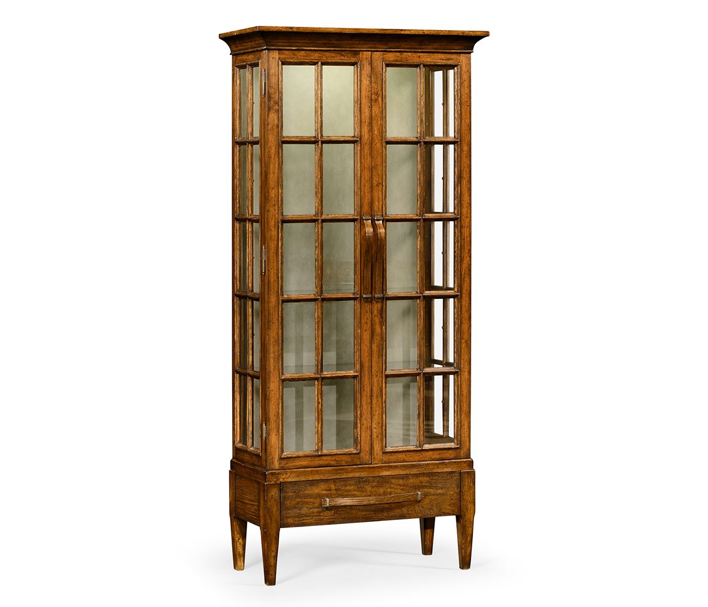 Casual Plank Walnut Tall Glazed Cabinet