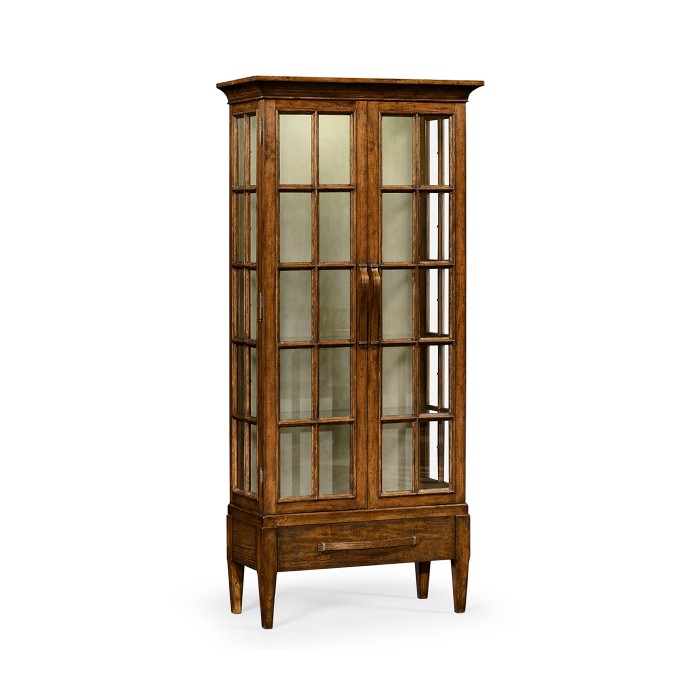 Casual Plank Walnut Tall Glazed Cabinet