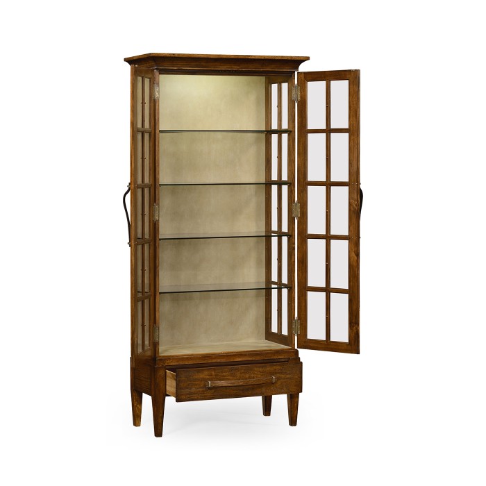 Casual Plank Walnut Tall Glazed Cabinet