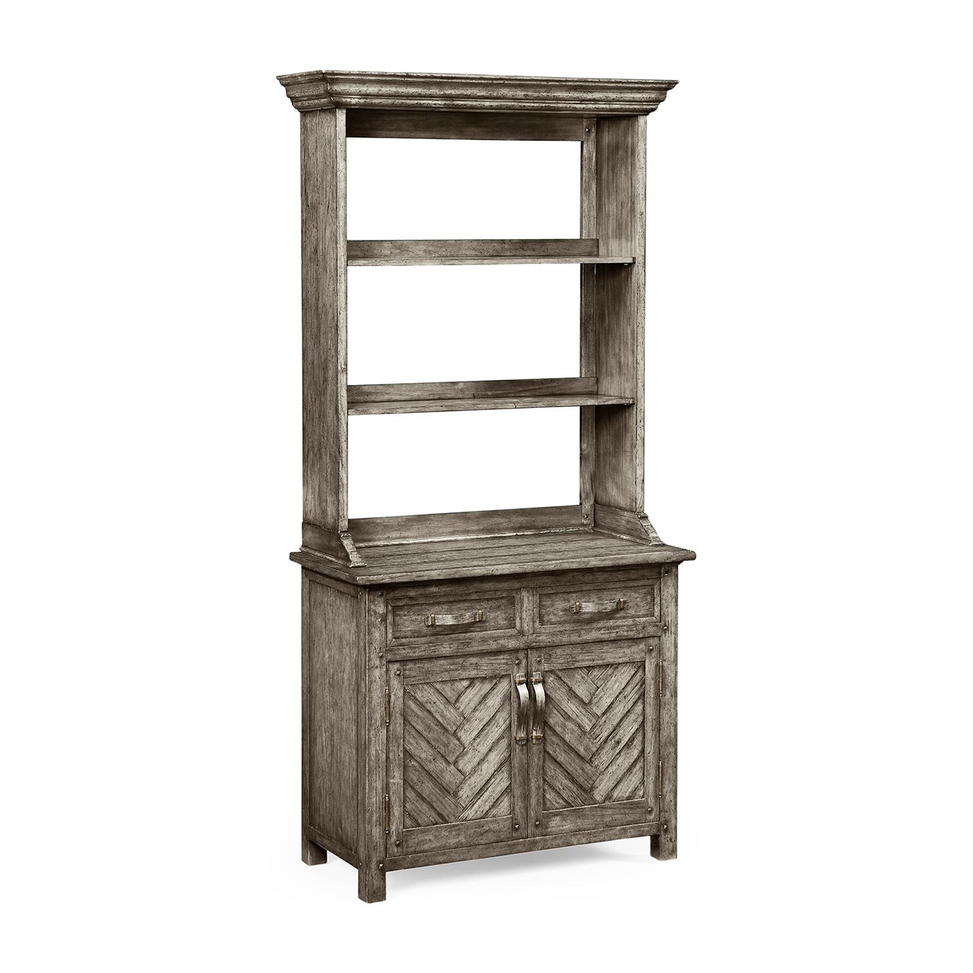 Plank antique dark grey narrow dresser with strap handles