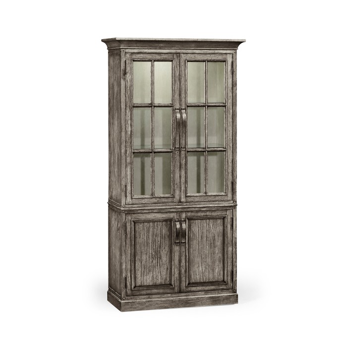 Plank Antique Dark Grey Tall Bookcase with Strap Handles