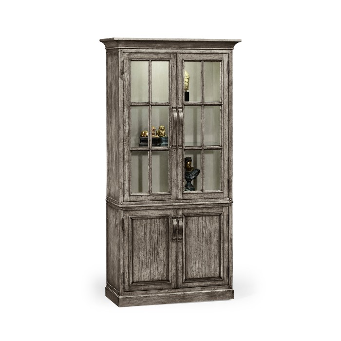 Plank Antique Dark Grey Tall Bookcase with Strap Handles