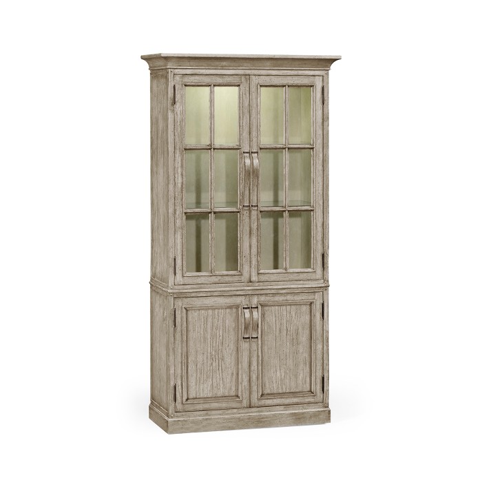Plank Rustic Grey Tall Bookcase with Strap Handles