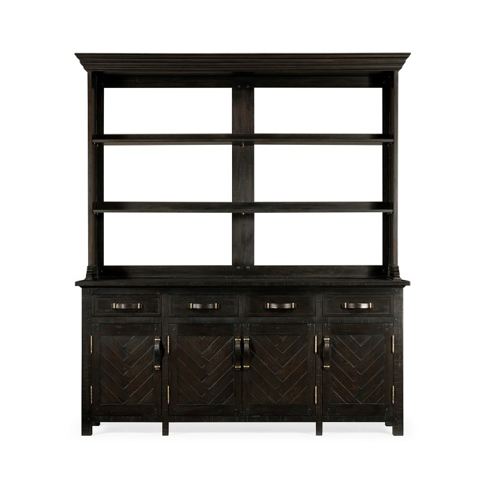 Dark Ale Parquet Welsh Dresser with Strap Handles