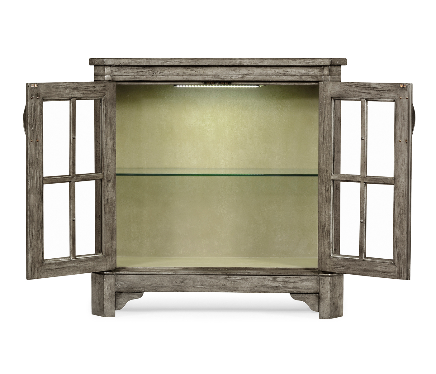 Antique Dark Grey Low Bookcase with Strap Handles