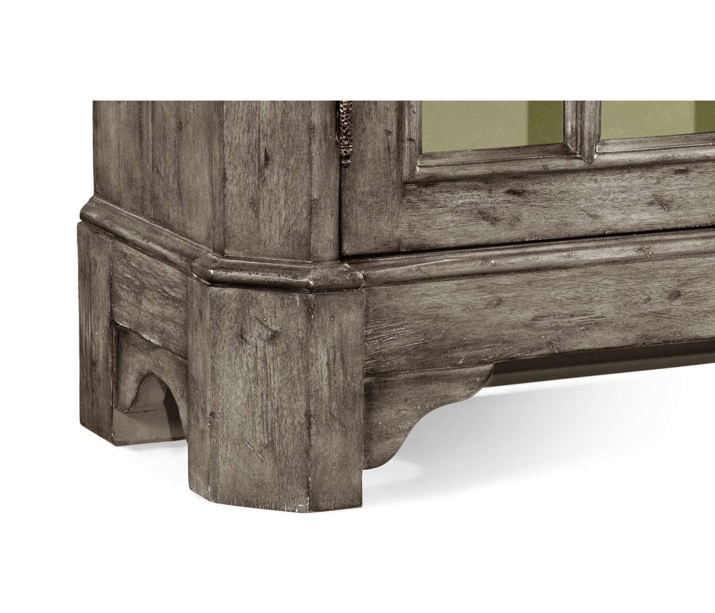 Antique Dark Grey Low Bookcase with Strap Handles