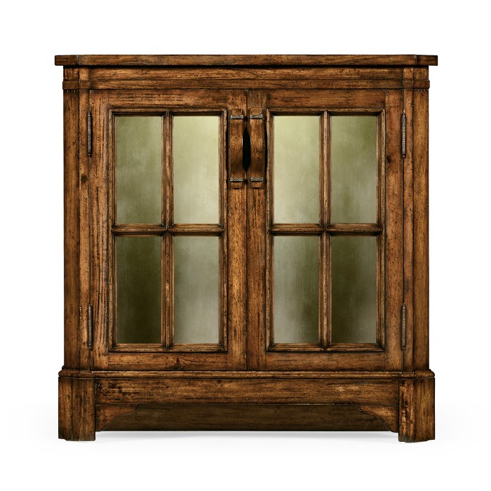 Country Walnut Low Bookcase with Strap Handles