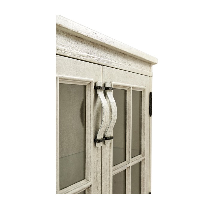 Whitewash Driftwood Low Bookcase with Strap Handles