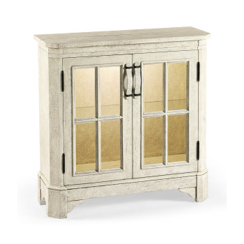 Whitewash Driftwood Low Bookcase with Strap Handles