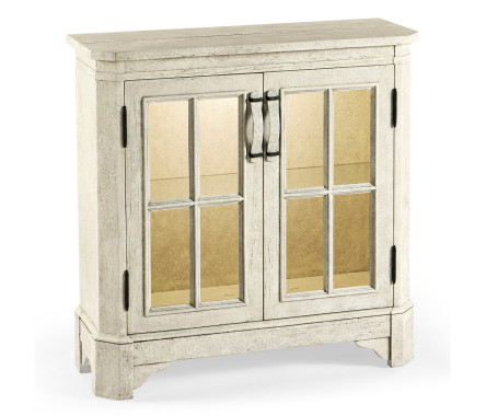Whitewash Driftwood Low Bookcase with Strap Handles