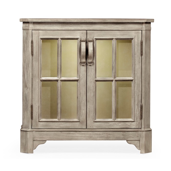 Rustic Grey Low Bookcase with Strap Handles