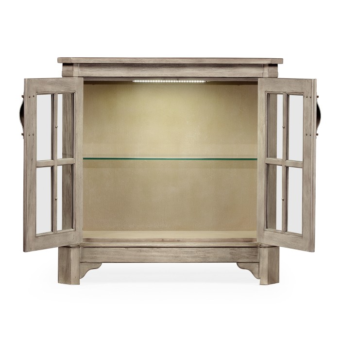 Rustic Grey Low Bookcase with Strap Handles