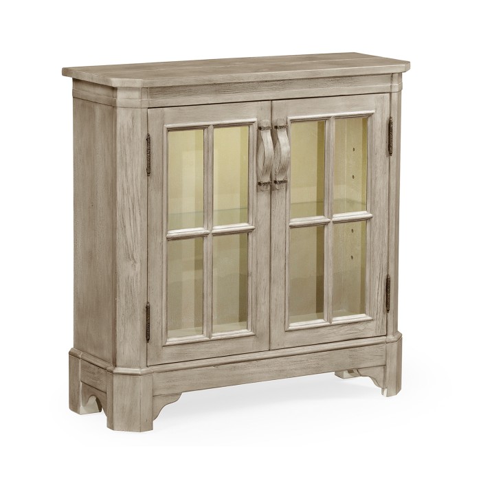 Rustic Grey Low Bookcase with Strap Handles