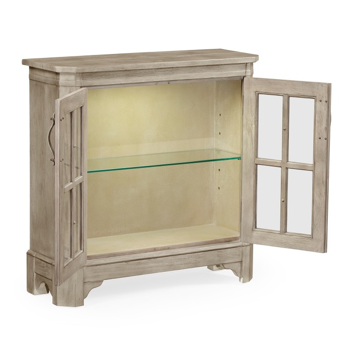 Rustic Grey Low Bookcase with Strap Handles