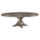 Antique Dark Grey Parquet Round-to-Oval Dining Table 53
