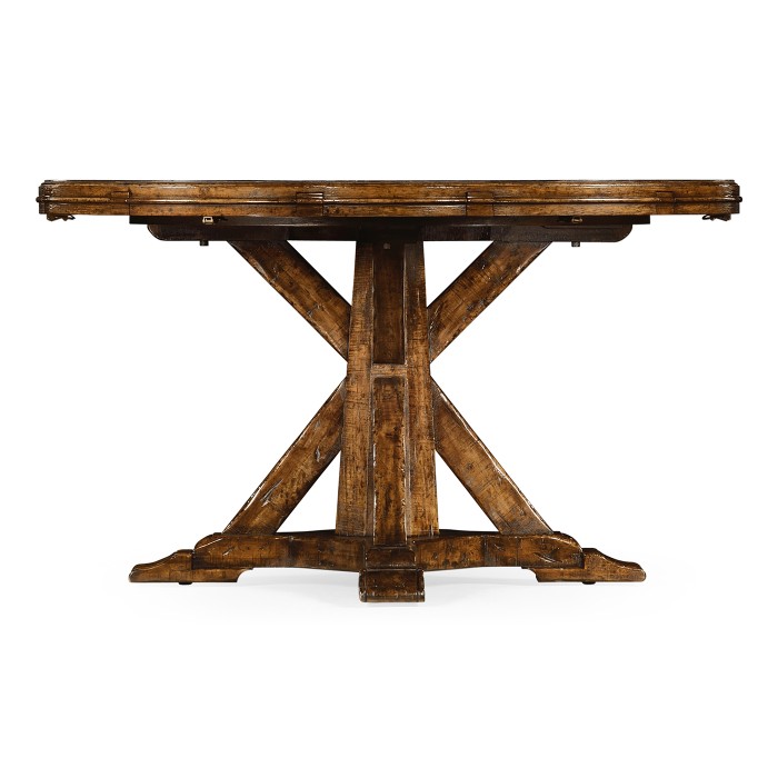 Country Walnut Parquet Round-to-Oval Dining Table 53