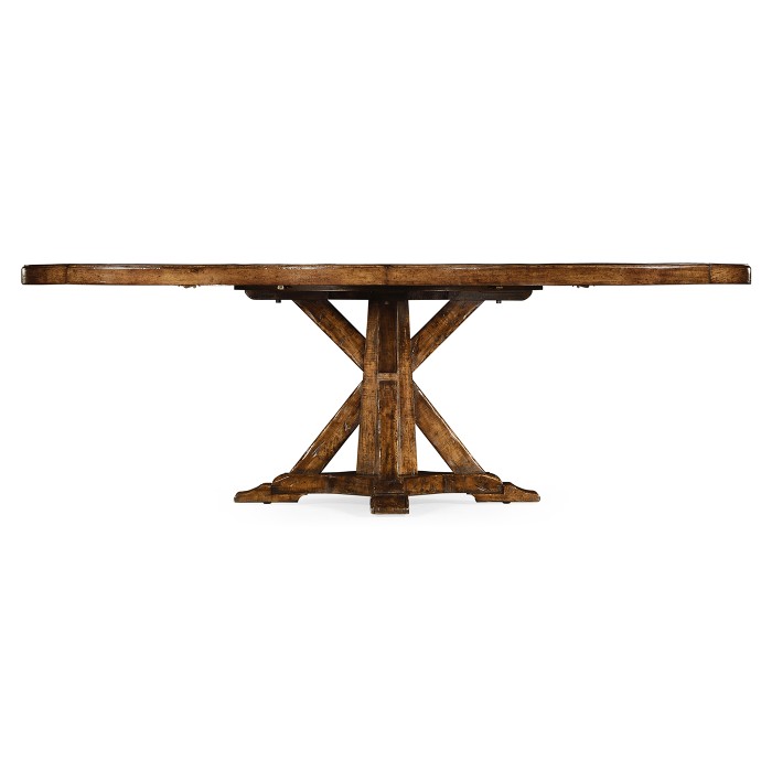 Country Walnut Parquet Round-to-Oval Dining Table 53