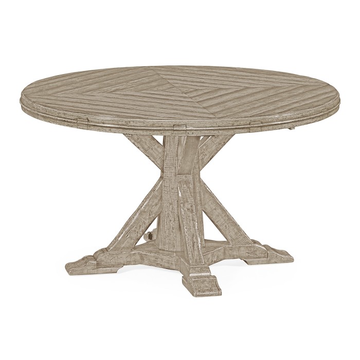 Rustic Grey Parquet Round-to-Oval Dining Table 53
