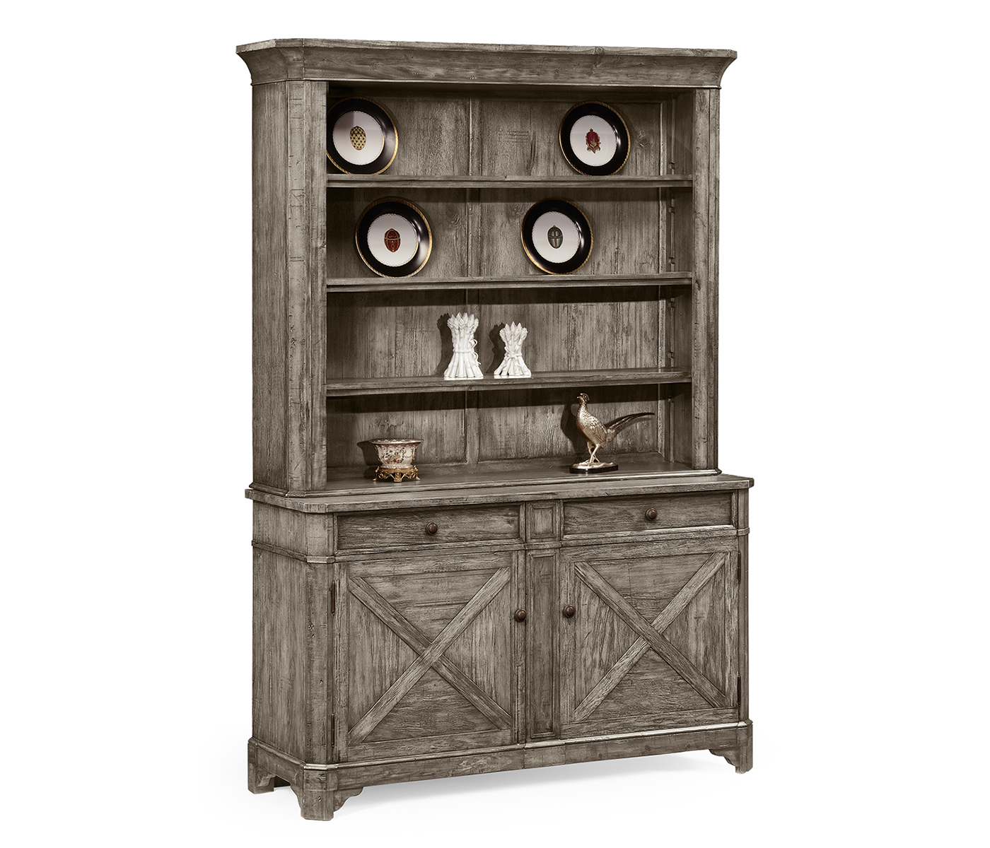 Antique Dark Grey China Cabinet