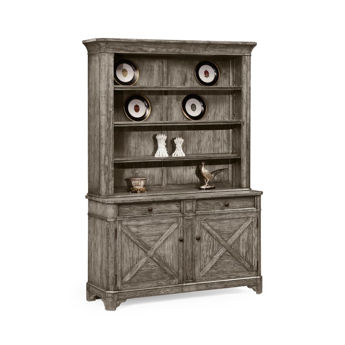 Antique Dark Grey China Cabinet