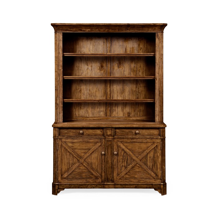 Country Walnut Style China Cabinet