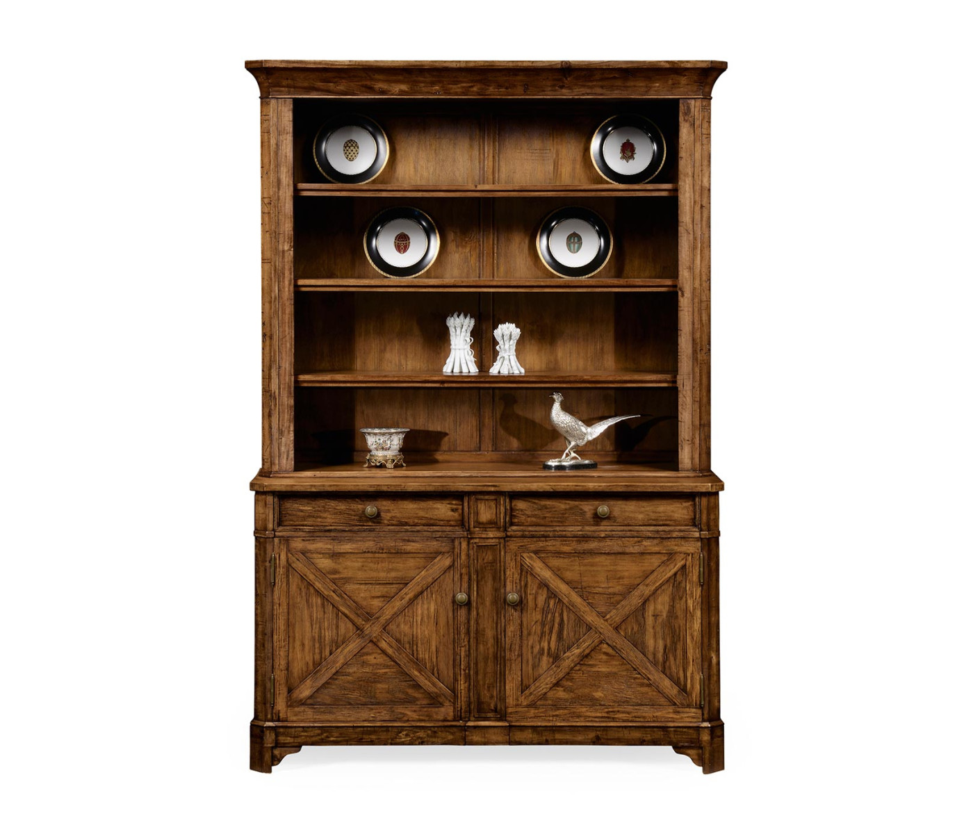 Country Walnut Style China Cabinet