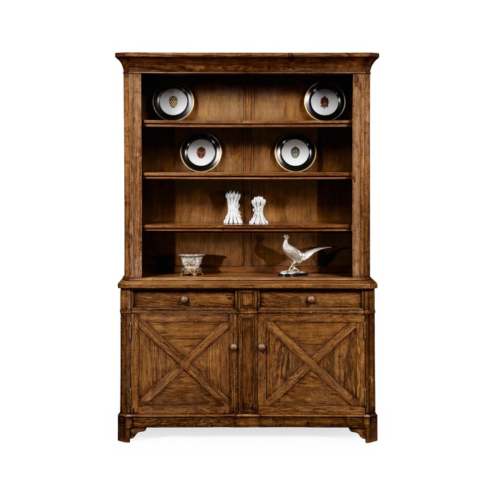 Country Walnut Style China Cabinet