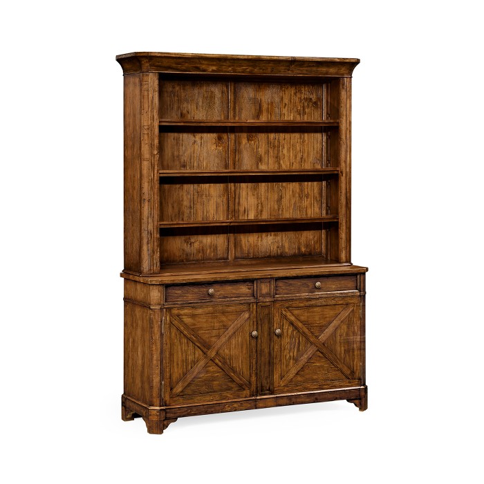 Country Walnut Style China Cabinet