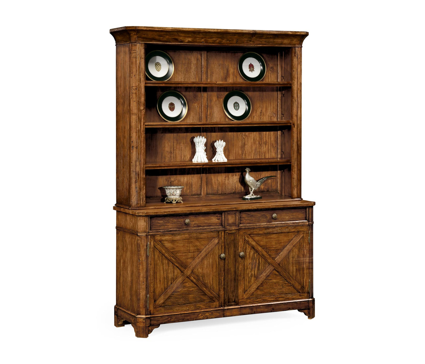 Country Walnut Style China Cabinet