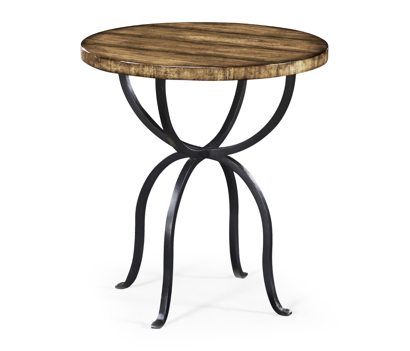 Round Medium Driftwood Side Table with Wrought Iron Base