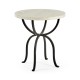 Round Whitewash Driftwood Side Table with Wrought Iron Base