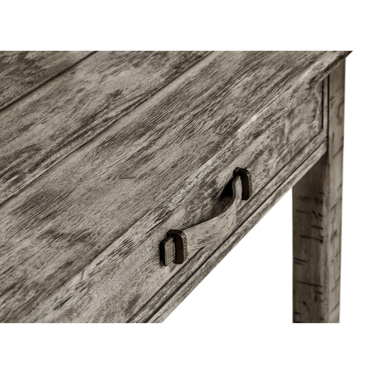 Antique Dark Grey Plank Buffet with Strap Handles